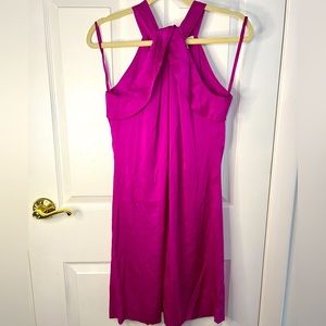 Hot Pink Banana Republic Stretch Silk Midi Halter Dress, Sz 4